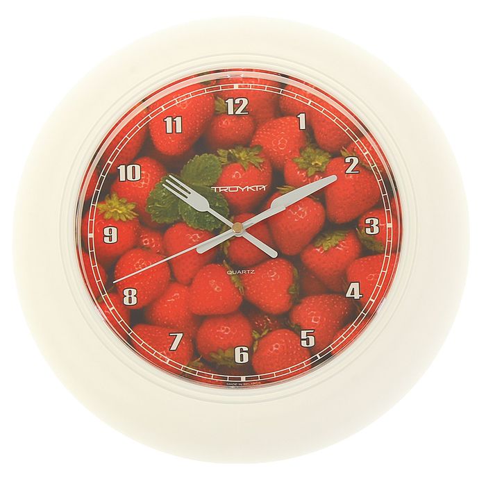 Часы настенные круглые "Клубника", белый обод, 30х30 см
