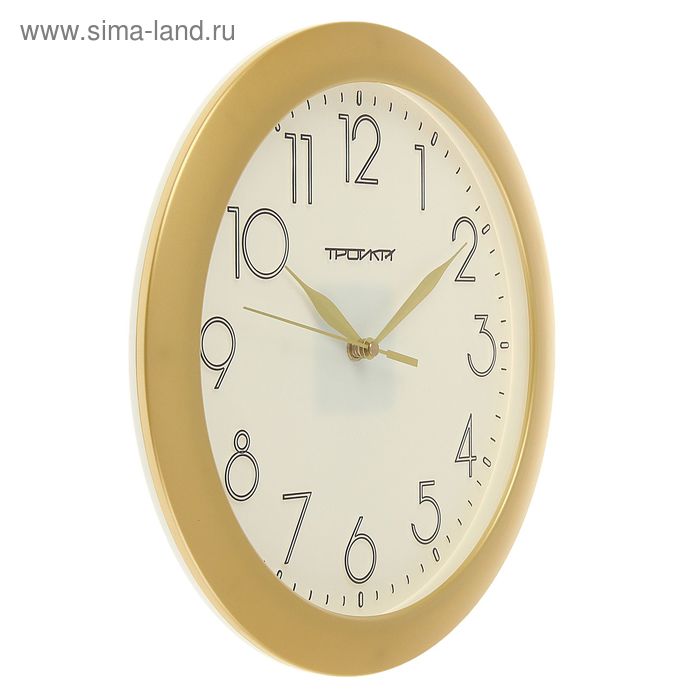 фото Часы настенные, серия: классика, d-29 см, золотистый обод тройка