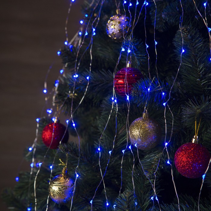 Гирлянда "Конский хвост (капля росы)" 24 нити по 1,5 м., LED-360-12V, контроллер 8 режимов, СИНИЙ 1