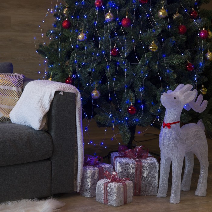 Гирлянда "Конский хвост (капля росы)" 24 нити по 1,5 м., LED-360-12V, контроллер 8 режимов, СИНИЙ 1