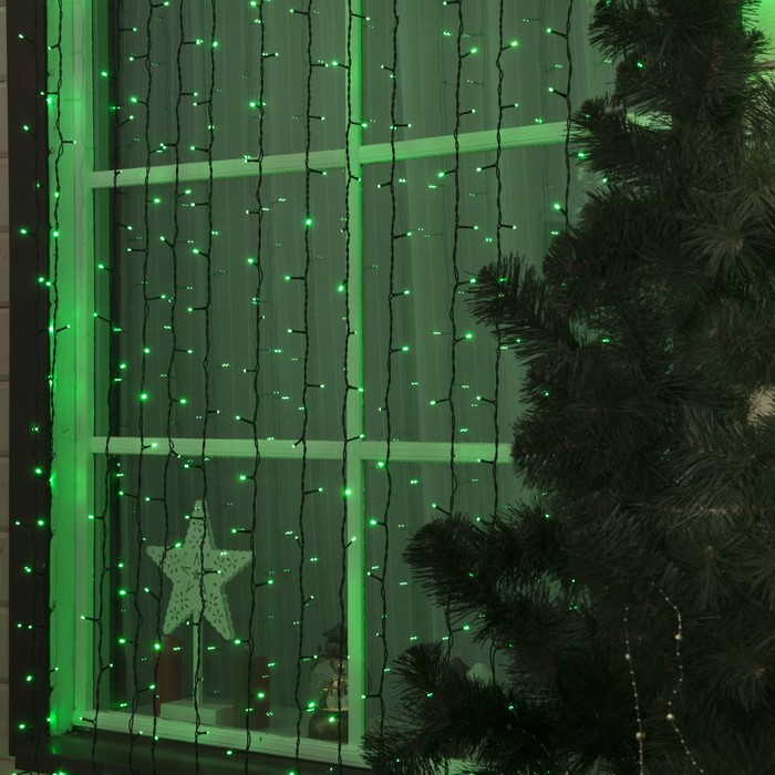 Гирлянда "Занавес" улич. УМС, Ш:2 м, В:3 м, Н.Т. 3W LED-760-220V, БЕЗ контр. ЗЕЛЕНЫЙ
