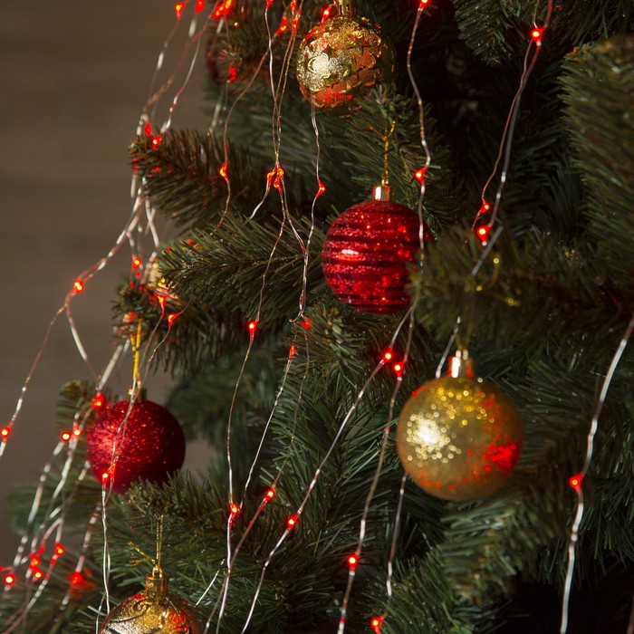 Гирлянда "Конский хвост (капля росы)" 24 нити по 1,5 м., LED-360-12V, контроллер 8 режимов, КРАСНЫЙ