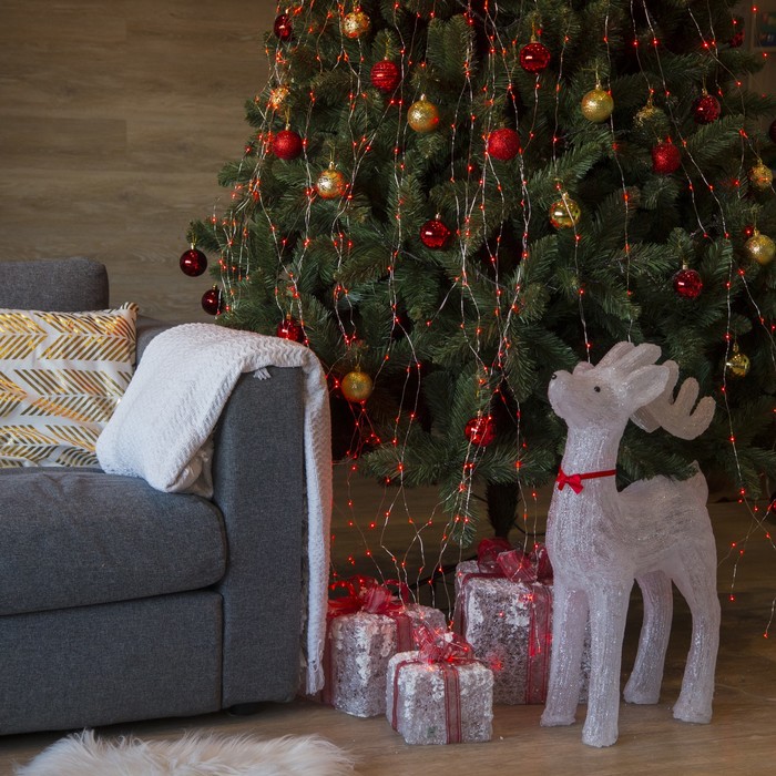 Гирлянда "Конский хвост (капля росы)" 24 нити по 1,5 м., LED-360-12V, контроллер 8 режимов, КРАСНЫЙ