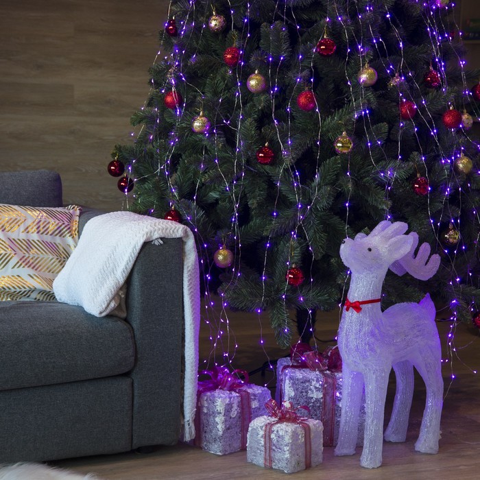 Гирлянда "Конский хвост (капля росы)" 24 нити по 1,5 м., LED-360-12V, контроллер 8 режимов, ФИОЛЕТ