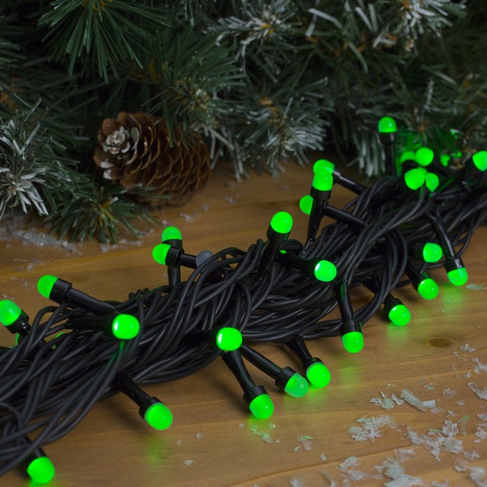 Гирлянда "Метраж" улич.-комн., Д: 20 м, Н.Т., большой LED-200-220V, контр. 8 р. ЗЕЛ.