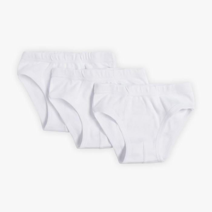 Трусы-слипы для мальчика - 3 шт., рост 122-128 см, цвет белый