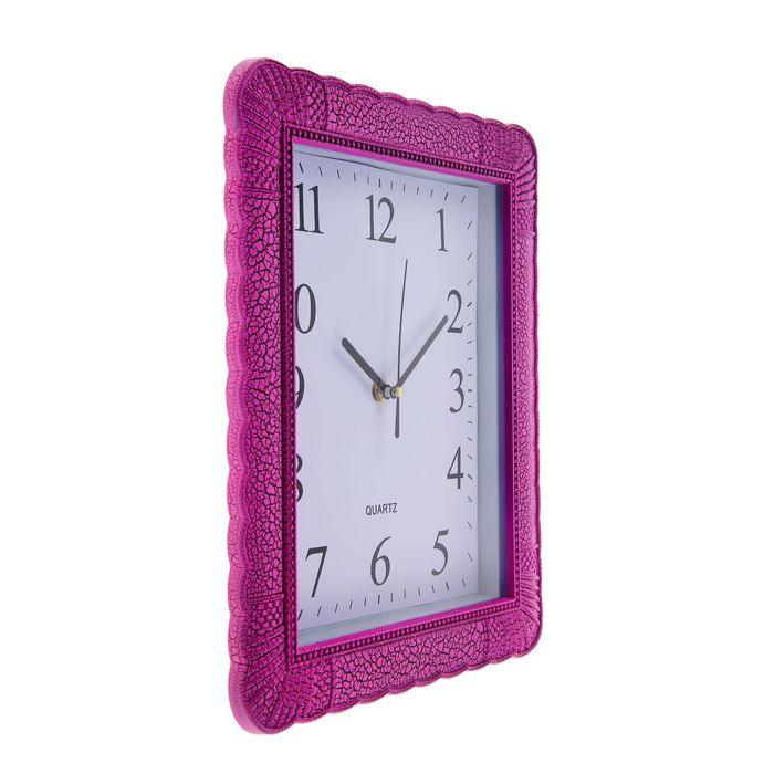 Часы настенные прямоугольные "Кракелюр. Витая рама", циферблат белый, рама микс