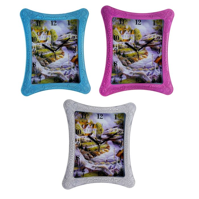 Часы настенные интерьерные "Кракелюр. Дом у реки", микс