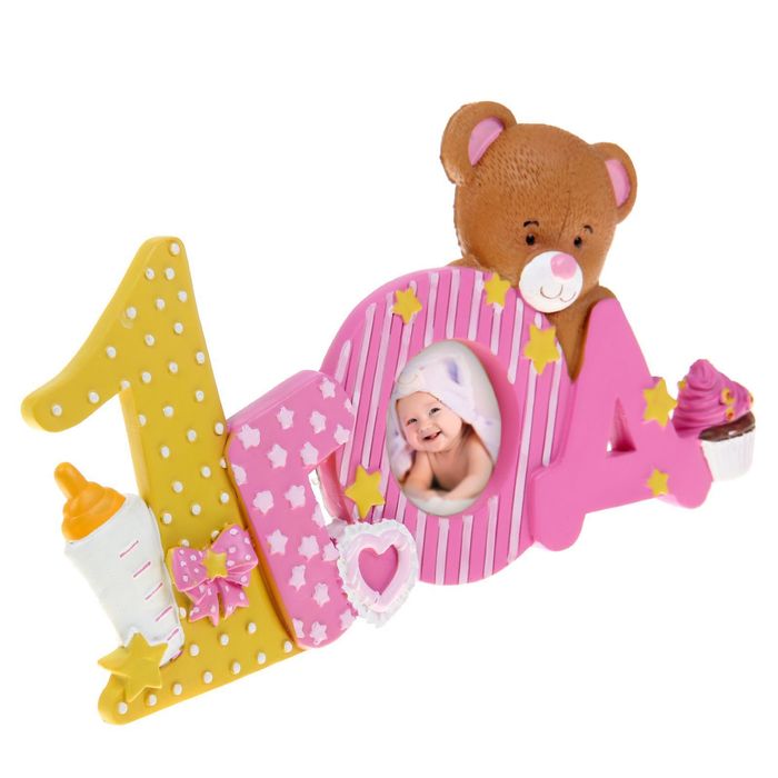 Фоторамка "1 год", для фото 5 х 5 см, розовая