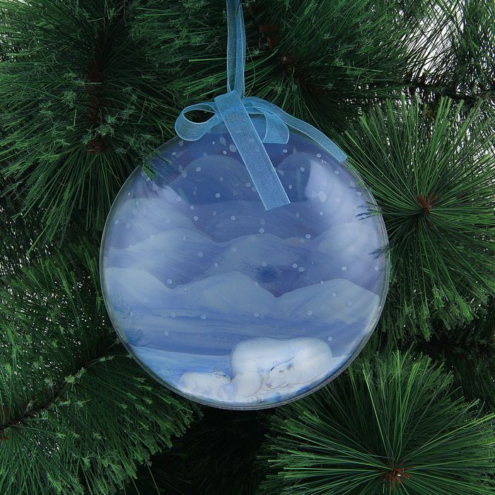 Новогодний шар с 3D-эффектом "Мираж с белыми мишками"