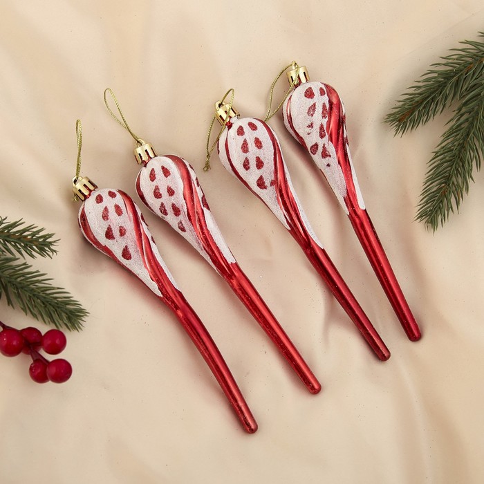 Ёлочные игрушки "Красные лепестки" (набор 4 шт.)