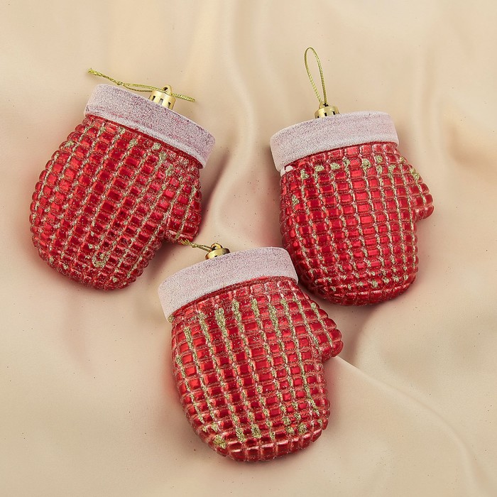 Ёлочные игрушки "Варежки" (набор 3 шт.) микс