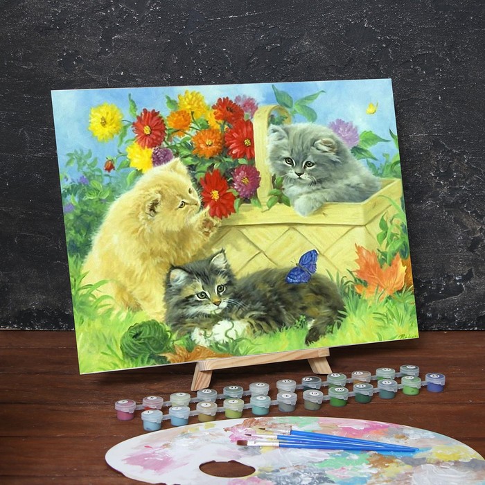 Роспись по номерам без подрамника "Котята", 40 х 30 см