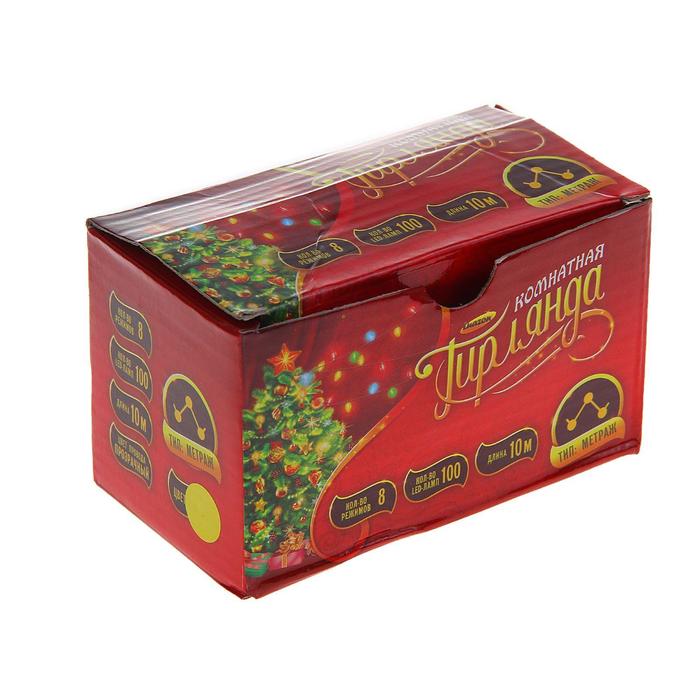 НИТЬ, 10 м. “Игла”, Н.С. LED-100-220V, 8 режимов, ЖЕЛТЫЙ