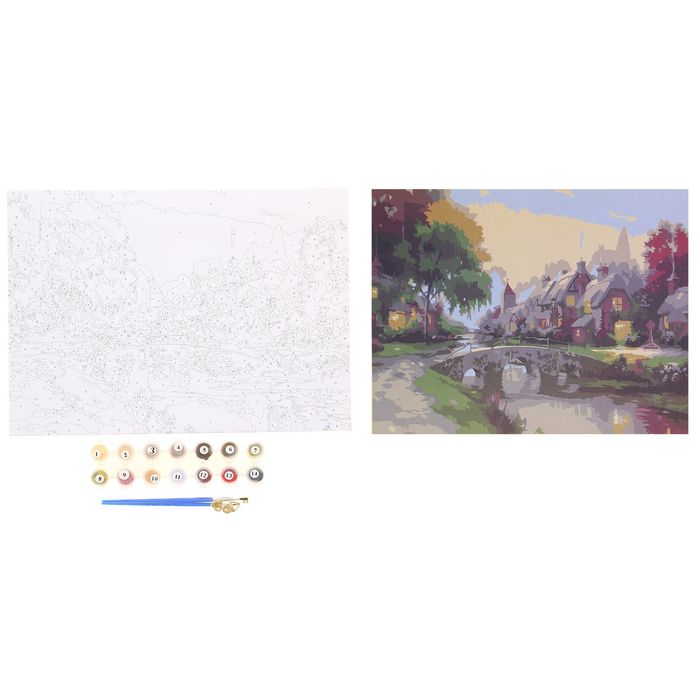 Роспись по номерам без подрамника "Мост", 40 х 30 см