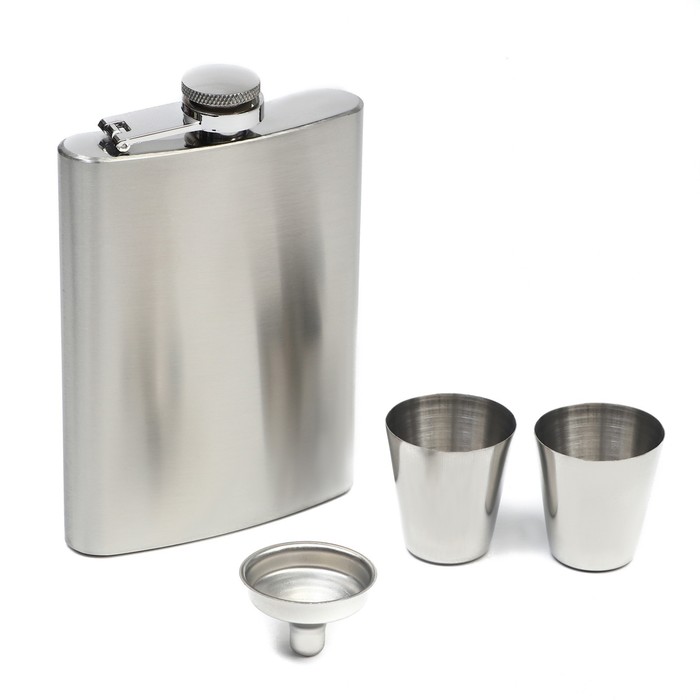Подарочный набор 6 в 1 Metallica: фляжка 240 мл + 4 рюмки, воронка