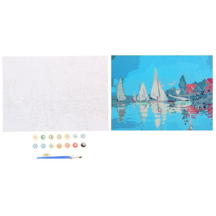 Роспись по номерам без подрамника "Парусники", 30 х 40 см