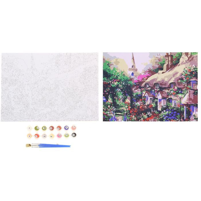 Роспись по номерам без подрамника "Домик в деревне", 30 х 40 см