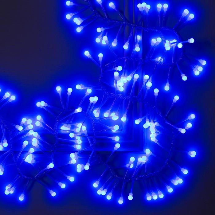 фото Гирлянда "нить" уличная, умс, мишура шарики 3 м, led-288-220v фиксинг, нить прозрачная, свечение синее luazon lighting
