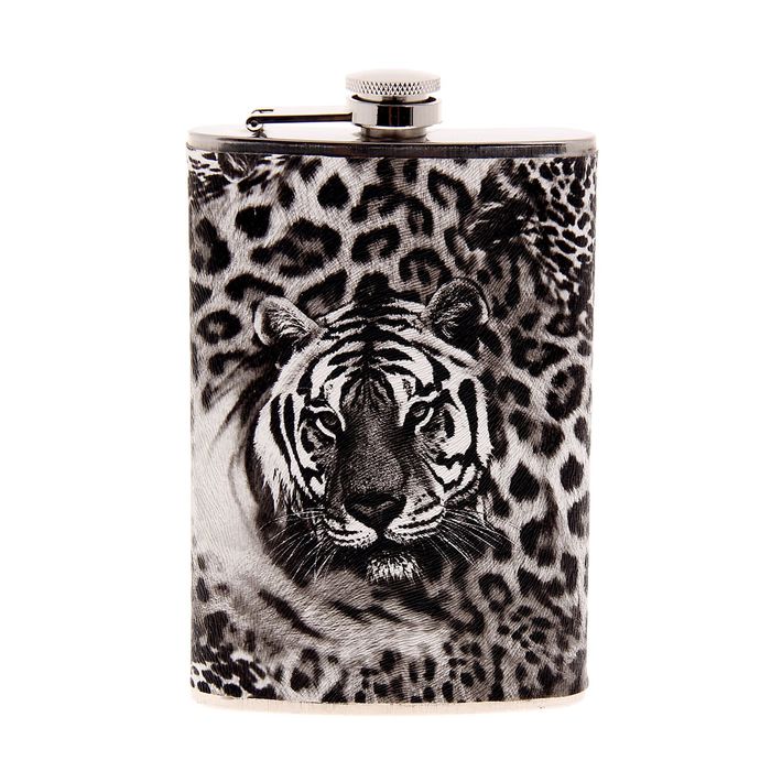 Фляжка "Белый тигр", 270 мл, серо-чёрная