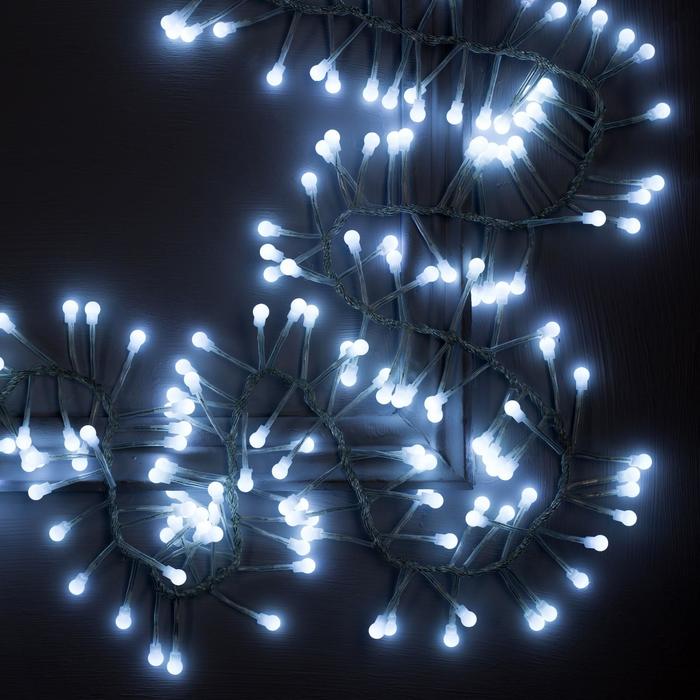 фото Гирлянда "нить" уличная, умс, мишура шарики 3 м, led-288-220v фиксинг, нить прозрачная, свечение белое luazon lighting