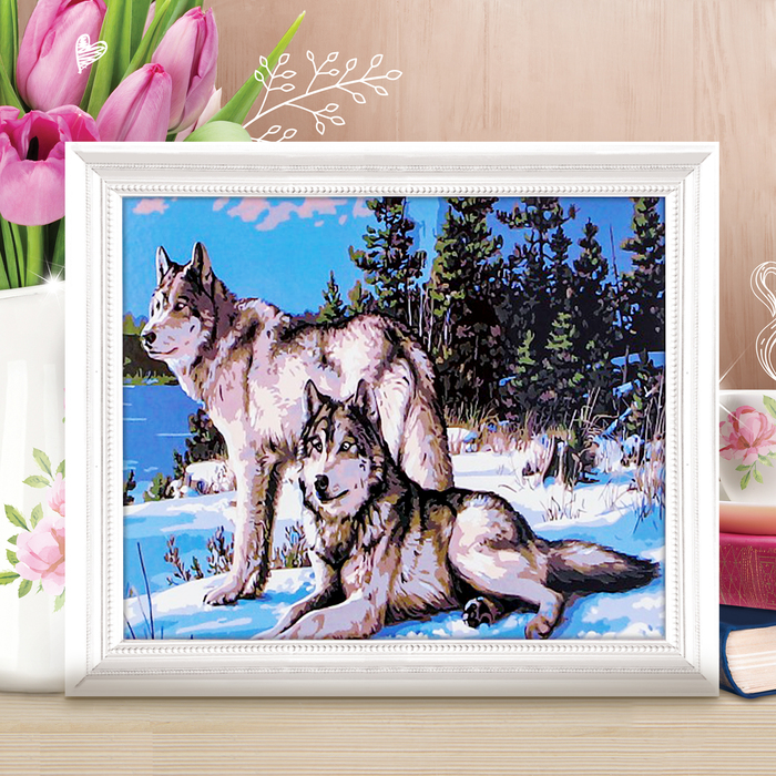 Роспись по номерам без подрамника "Волки", 40 х 30 см