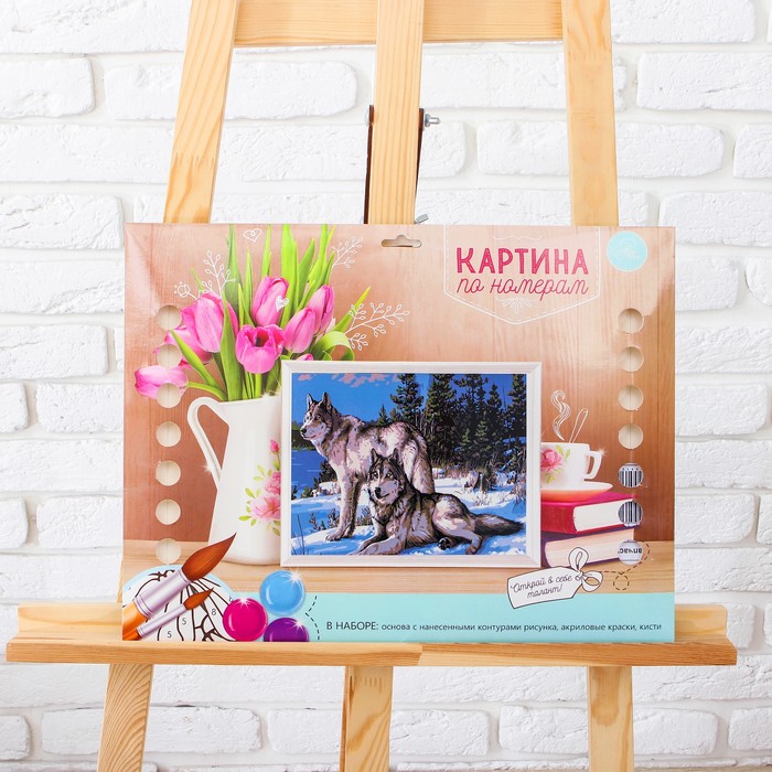 Роспись по номерам без подрамника "Волки", 40 х 30 см