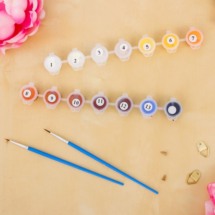 Роспись по номерам без подрамника "Собаки у камина", 30 х 40 см