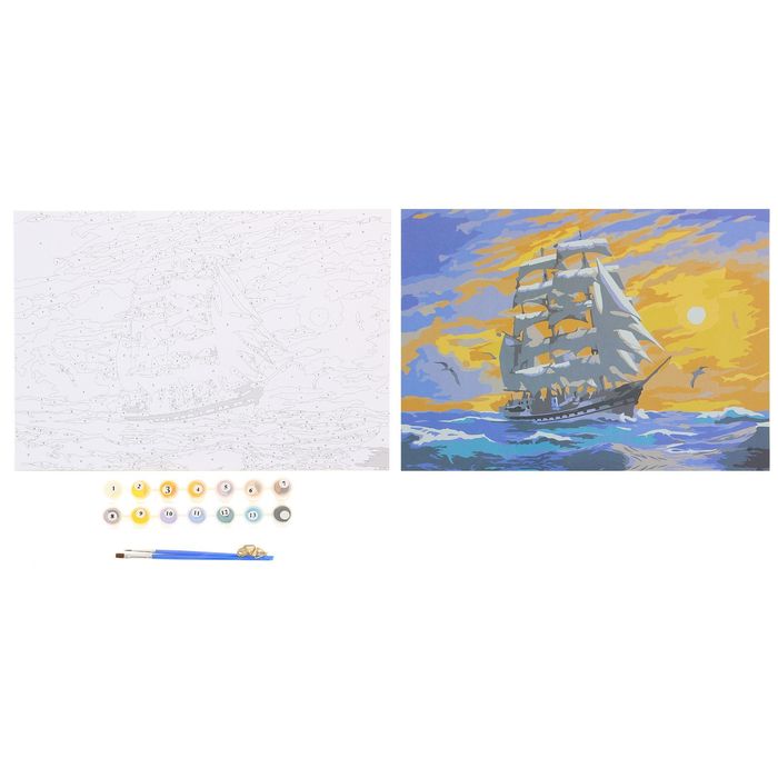 Роспись по номерам без подрамника "Рассвет", 40 х 30 см