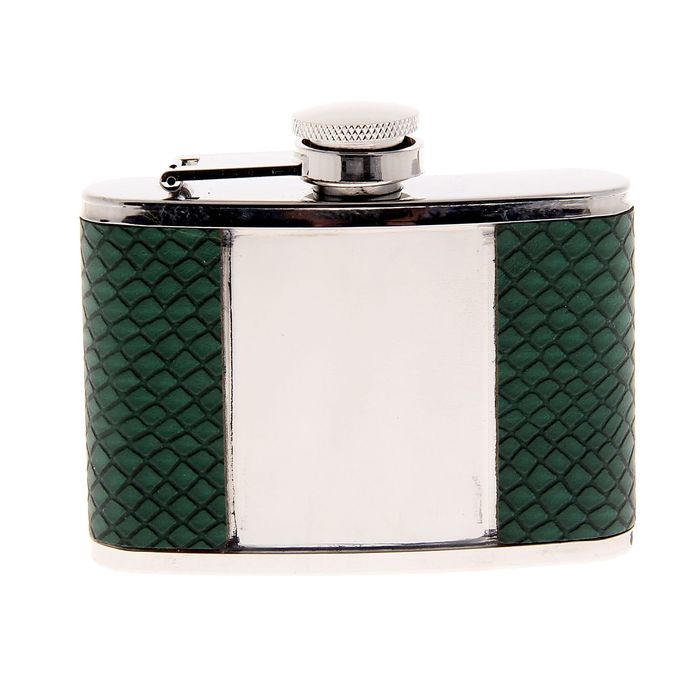 Фляжка "Рептилия", 120 мл, тёмно-зелёная с белой вставкой