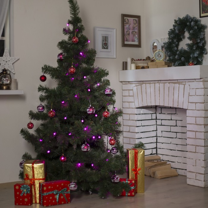 Гирлянда "Метраж" улич. с насад. "Фонарик" 5 м, Н.Т. LED-40-220V, контр. 8 р, РОЗОВЫЙ