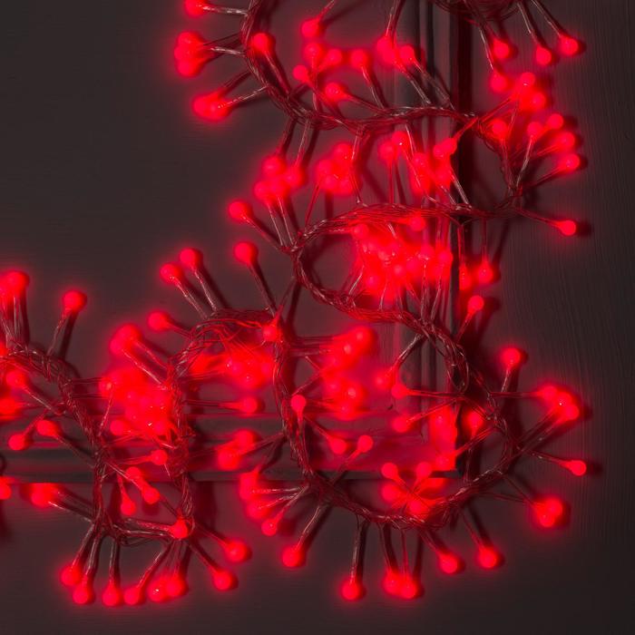 фото Гирлянда "нить" уличная, умс, мишура шарики 3 м, led-288-220v фиксинг, нить прозрачная, свечение красное luazon lighting