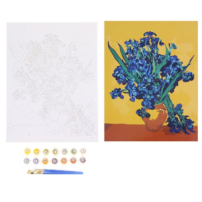 Роспись по номерам без подрамника "Цветы", 40 х 30 см