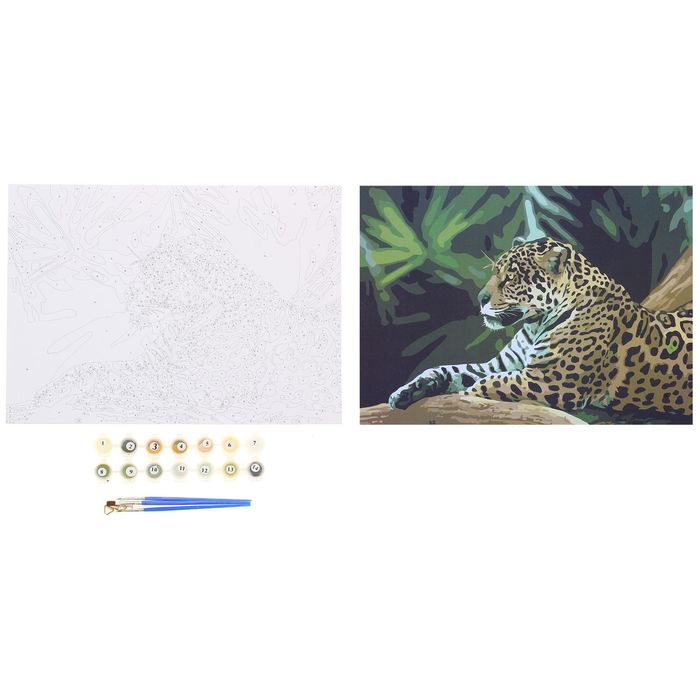 Роспись по номерам без подрамника "Леопард", 40 х 30 см