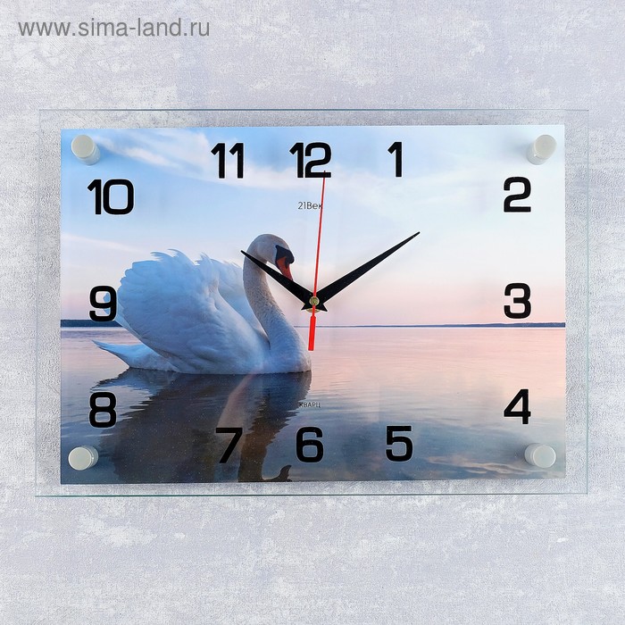 фото Часы настенные, серия: животный мир, "лебедь на пруду", 25х35 см, микс 21 век