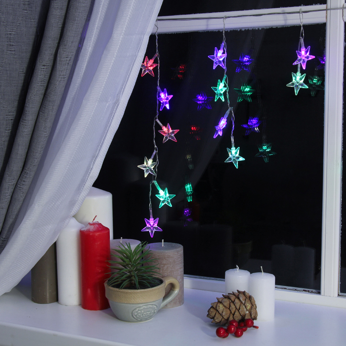 Гирлянда "Бахрома" Ш:1.4 м, В:0,3 м, Н.С. "Звезда средняя", LED-48-220V, МУЛЬТИ(RG/RB)