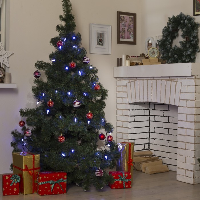 Гирлянда "Метраж" улич. с насад. "Конус" 5 м, Н.Т. LED-40-220V, моргает, БЕЛО-СИНИЙ