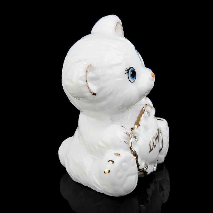 Сувенир "Белый мишка с сердечком-подушкой" со стразами