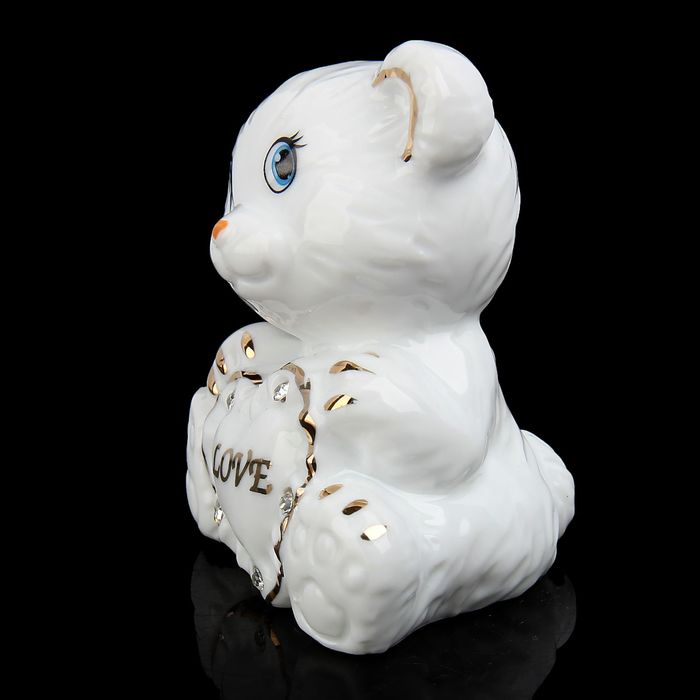 Сувенир "Белый мишка с сердечком-подушкой" со стразами