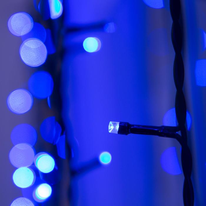 Гирлянда "Занавес" 2 х 9 м , IP44, УМС, тёмная нить, 1800 LED, свечение синее, 220 В