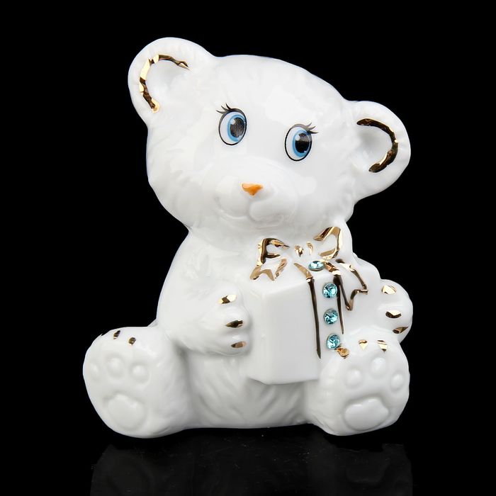 Сувенир "Медвежонок с подарком" со стразами