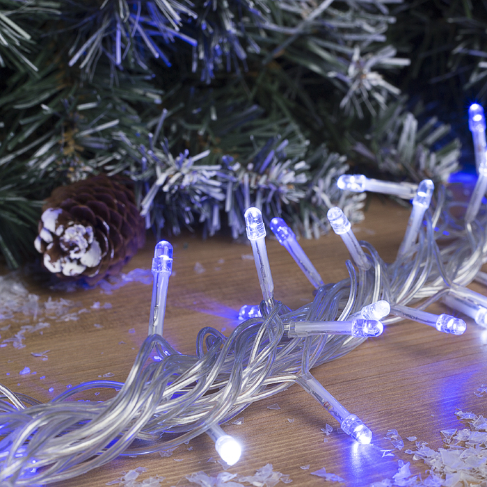 Гирлянда "Метраж" улич. Д: 5 м, Н.С. LED-52-220V, моргает, БЕЛО-СИНИЙ