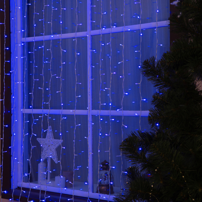 Гирлянда "Занавес" улич. УМС, Ш:2м, В:6м, Н.Б. 2W LED-1440/280-220V, БЕЗ контр. мерц СИН