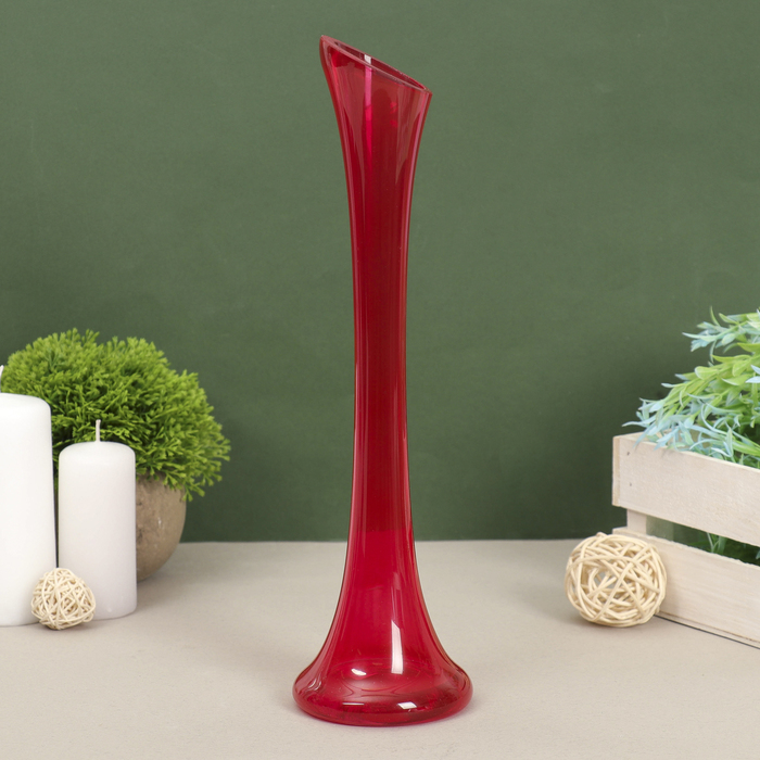 Ваза "Пять вечеров" алая, глянцевая, фристайл 0,45 л