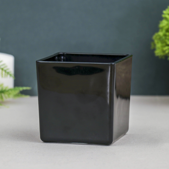 Ваза "Пять вечеров" чёрная, глянцевая, квадрат 0,25 л