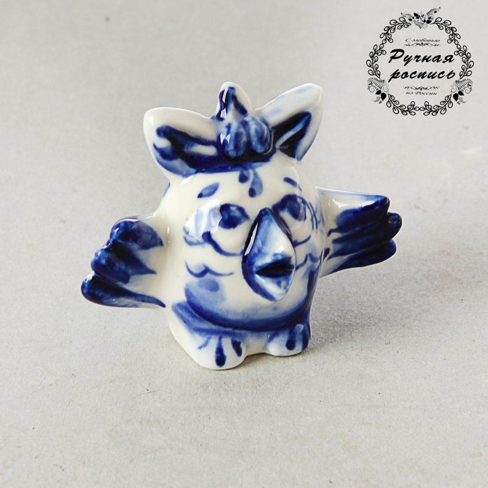 Сувенир «Цыплёнок - девочка», гжель, кобальт