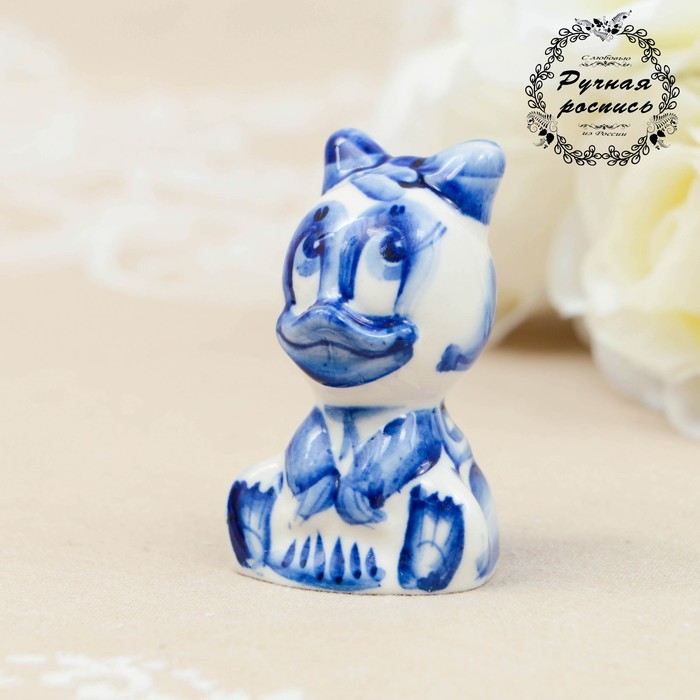Сувенир «Утёнок - девочка», гжель, кобальт