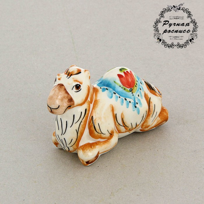 Сувенир «Лежачий верблюд», гжель, цветной