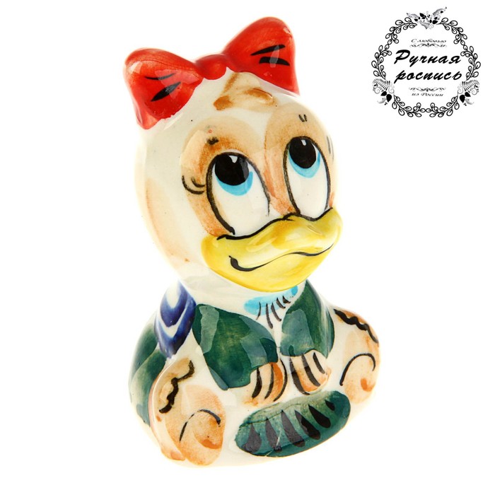 Сувенир «Утёнок - девочка», гжель, цветной