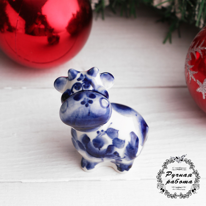 Сувенир «Бычок Гаврюша», гжель, кобальт